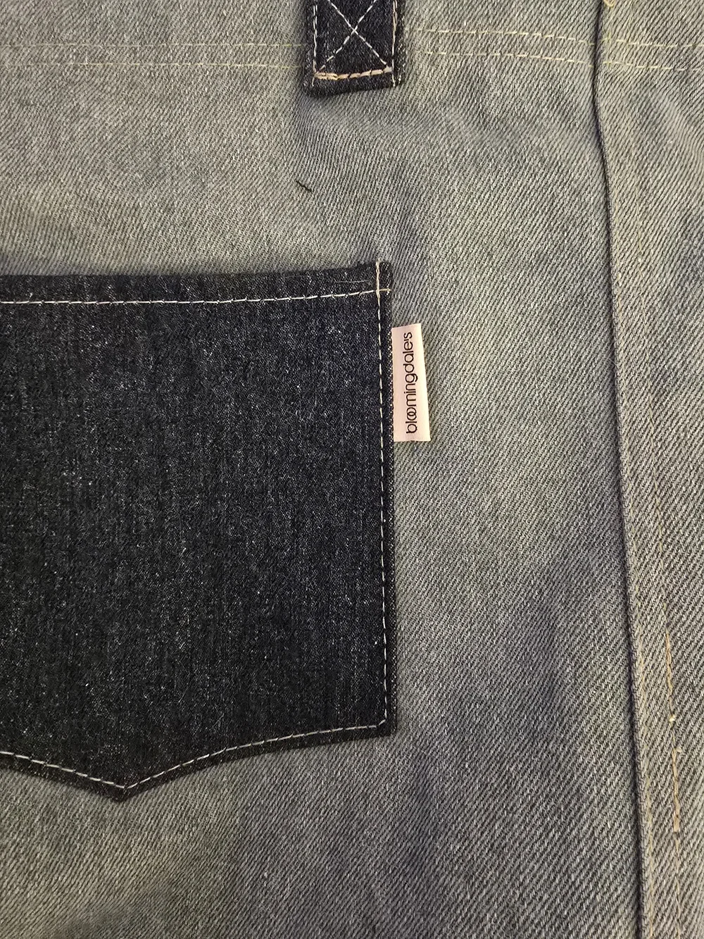 Bloomingdale's Two-Tone Denim Tote Bag in Light Blue and Dark Blue